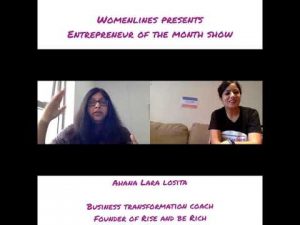 Entrepreneur of the Month Show Ahana Lara Losita