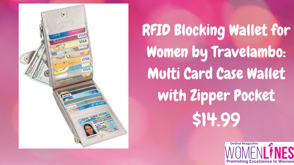 RFID Blocking Wallet for Women by Travelambo: Multi Card Case Wallet with Zipper Pocket